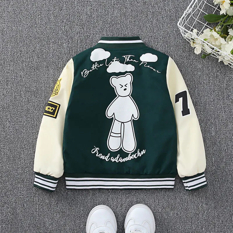 Spring Autumn Children Jacket for 4-10yrs Boys Girls Occidental Style Letter Striped Baseball Uniform Fashion Girl Boy Kid Coat