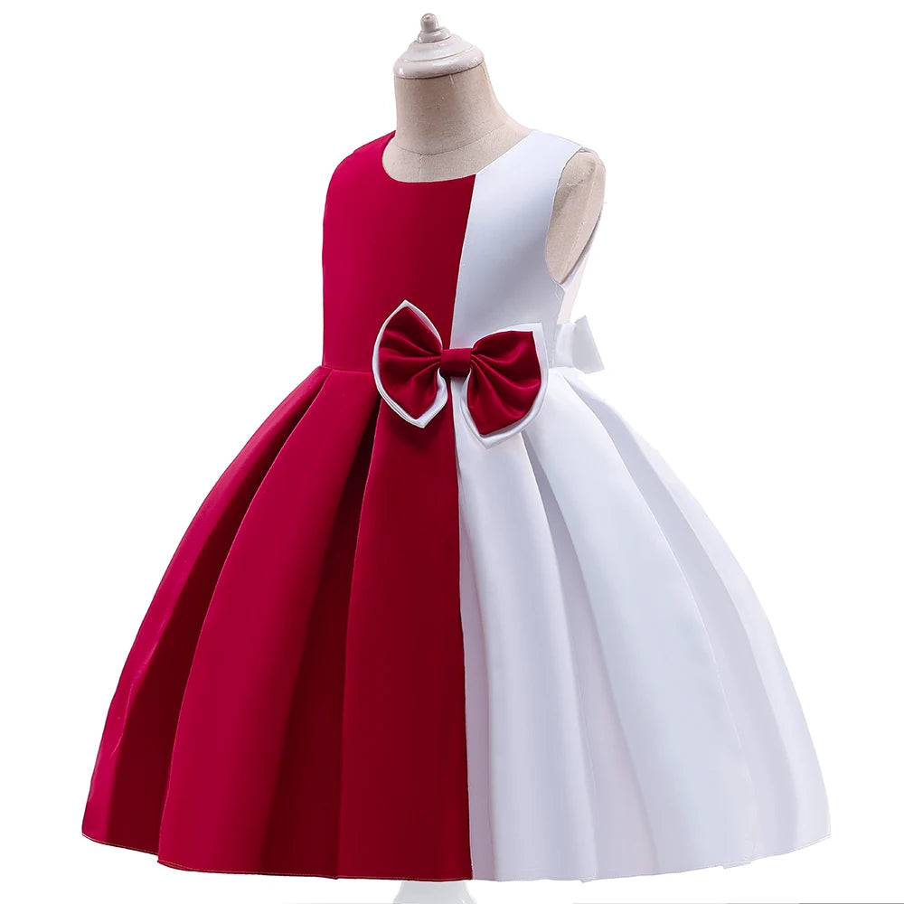 Girl Dress Birthday Party Wedding Ball Gown Princess Dress For Girls Kids Stitching Teenager Prom Clothing Girls Bow Dresses