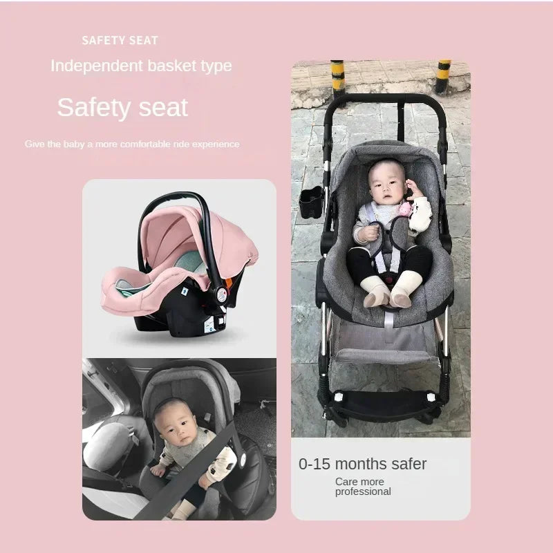 Baby stroller 3in1 with car seat with ISOFIX base, luxury high landscape baby carriage aluminum alloy frame travel stroller