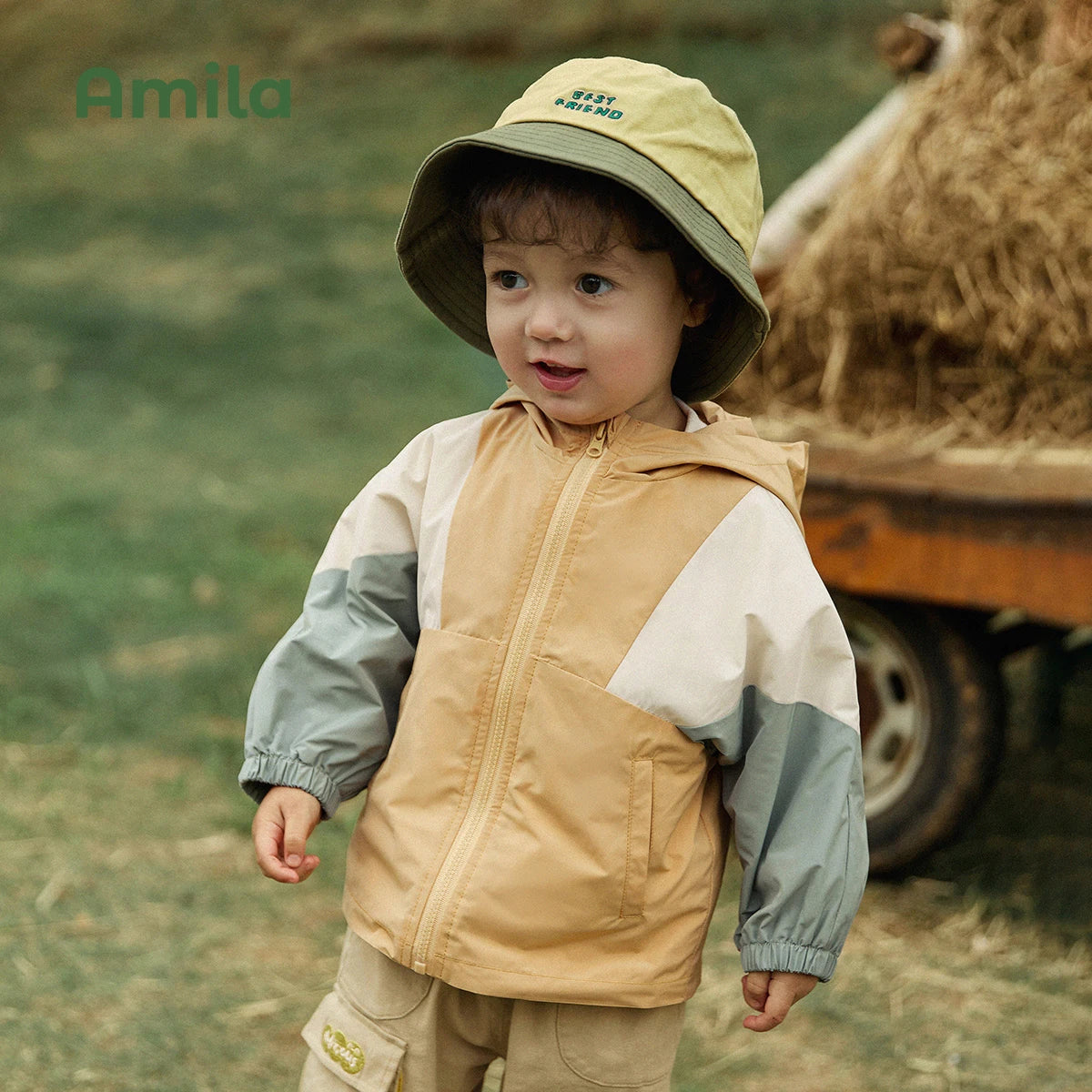 Amila, chaqueta para bebé, nueva moda de primavera, prendas de vestir con capucha informales de retales, ropa para niños pequeños y niñas, ropa bonita de marca para niños