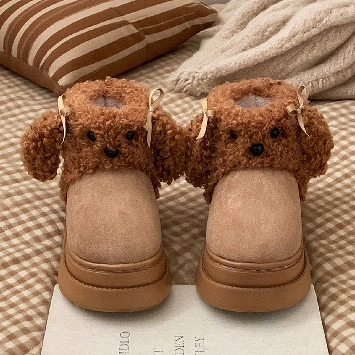 Winter New Warm Snow Boots 2025 Fur Design Women Short Boots Non-slip Light Comfortable Child Home Slippers High Top Shoe