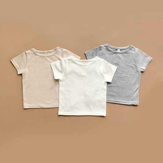 0-24M Newborn Baby T-shirts For Boys Girls Cotton Short Sleeve Baby's Clothing Casual Summer Toddler Clothes White Gray