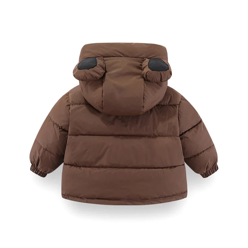 1pcs Boy Girl Coat Baby Winter Thick Down Jackets Kids Warm Plush Thicken Outerwear Clothes Fur Hooded Jacket Children Snowsuit