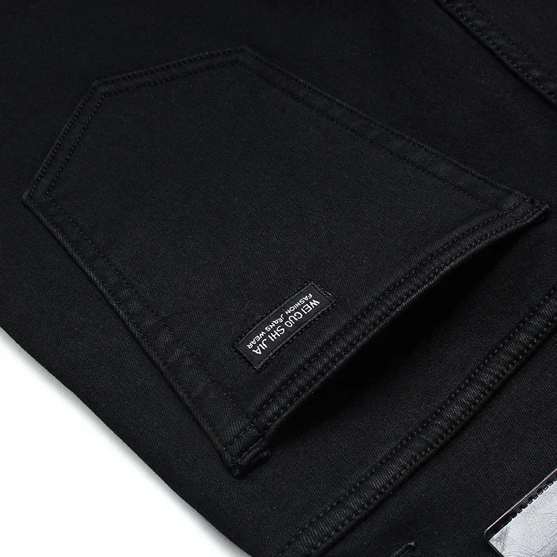 Spring Autumn Men Classic Fashion Brand Jeans Homme Man Soft Stretch Black Biker Masculino Denim Trousers Mens Pants Overalls