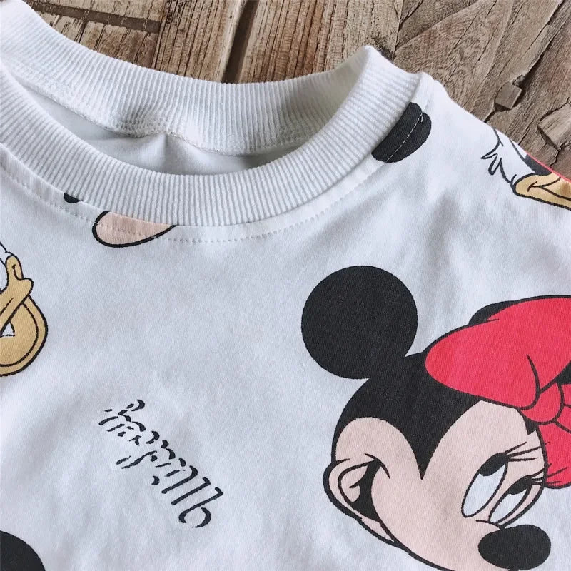 Summer Children Clothing Sets Boys Girls Cartoon Mickey Print Casual T-shirt Shorts 2pcs/Set Outfit Kids Clothes Suit Tracksuits