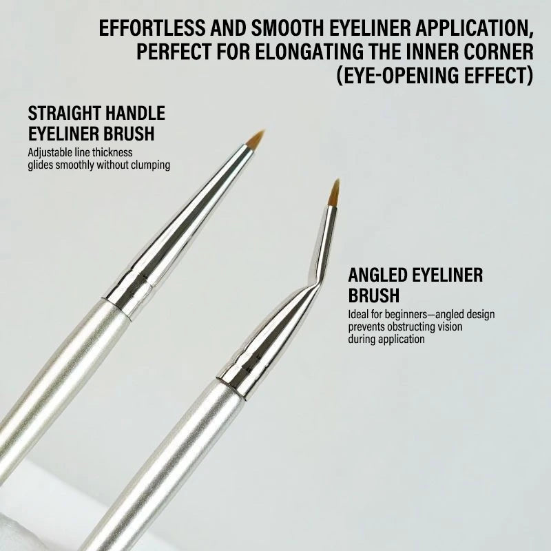 7 Pcs Professional Eye Makeup Brush Set, Bent Angled Eyeliner & Concealer Brush, Under Eye Aegyo Sal Tear Trough Shadow Tool