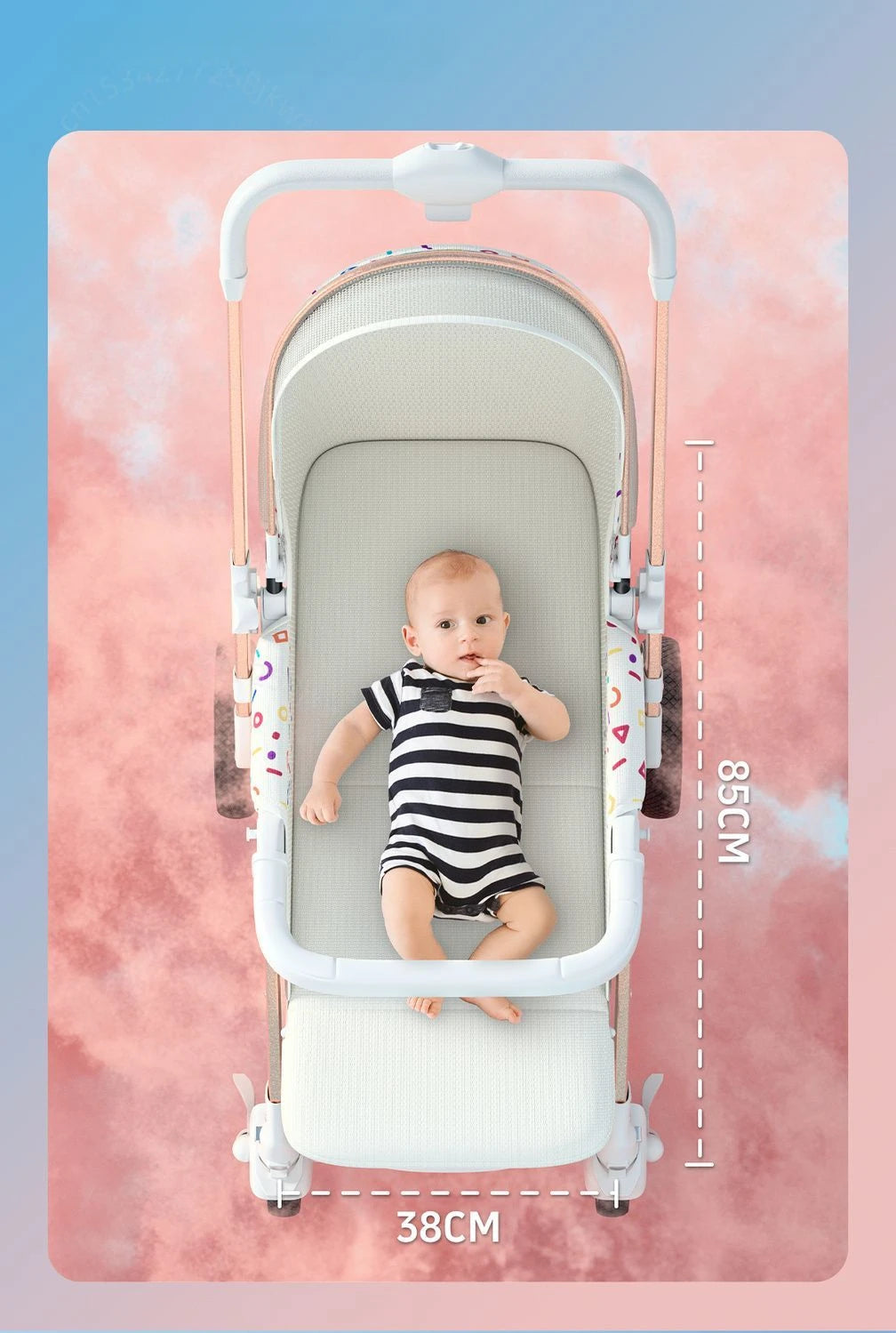 Lightweight baby stroller, high landscape stroller,can sit or lie down in both directions,suitable for babies aged 0-5 years old