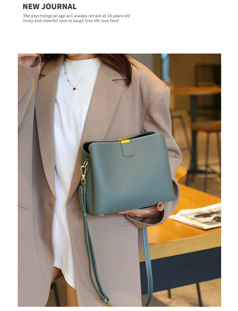 Retro bucket bag women's fashionable handbag large capacity new single shoulder crossbody bag Soft Leather multi-color wallet