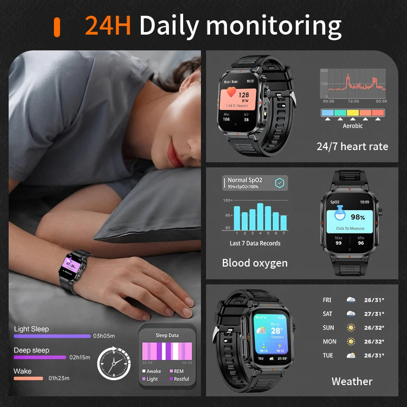 LIGE New Smart Watch For Men Women 2.01" HD Display Health Monitor Sport Fitness Watches AI Voice Bluetooth Call Smartwatch Men