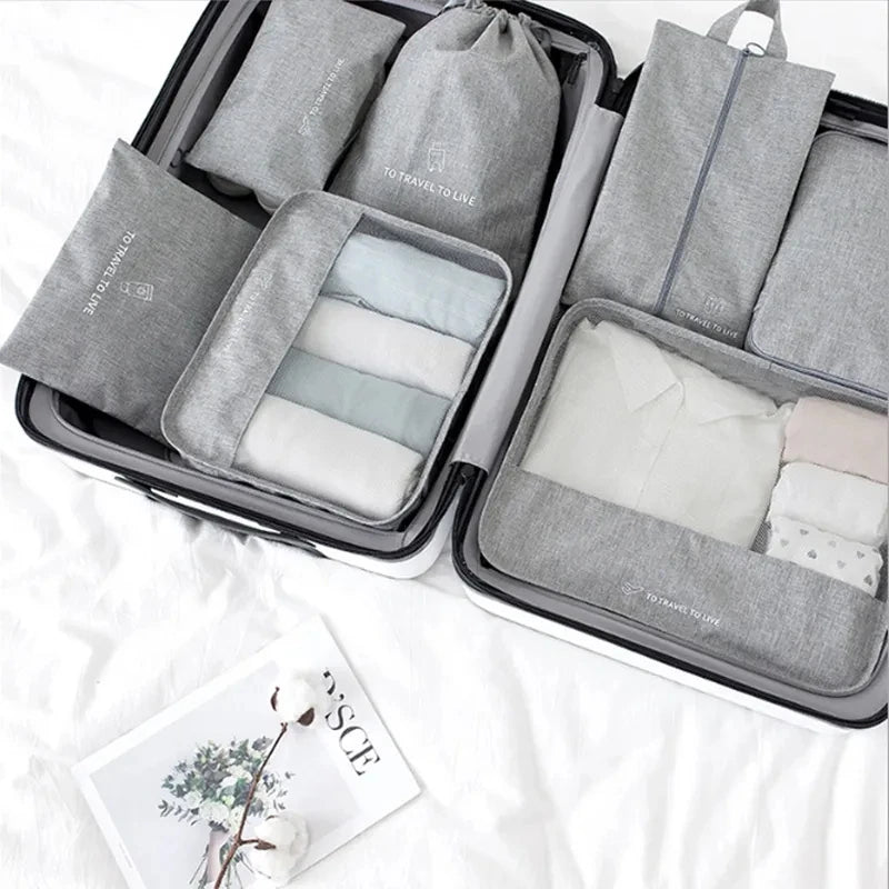 7Pcs/Set Travel Storage Bag Clothes Unisex Multifunction Holiday Travel Accessories Kit Tidy Organizer Wardrobe Suitcase Pouch