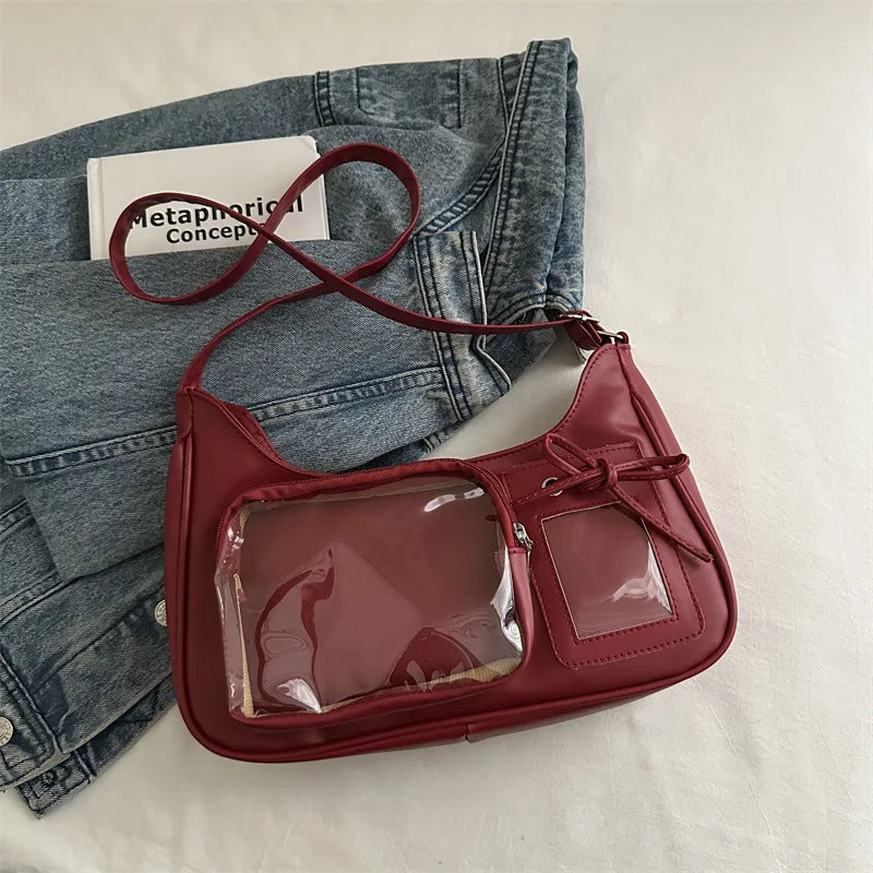 Y2k Harajuku Shoulder Bag Women Korean Transparent Bag School Crossbody Bag Female Japanese Designer Handbag Purse