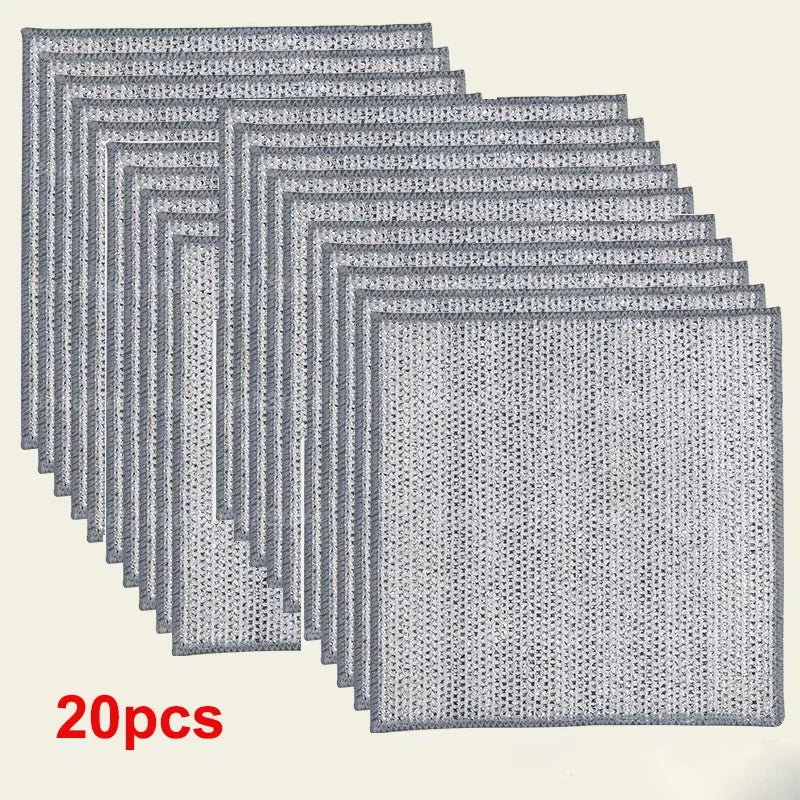 20/1pcs Magic Cleaning Cloth Thickened Double -sided Metal Steel Wire Rags Kitchen Dish Pot Washdishing Cloths Towel Clean Tools