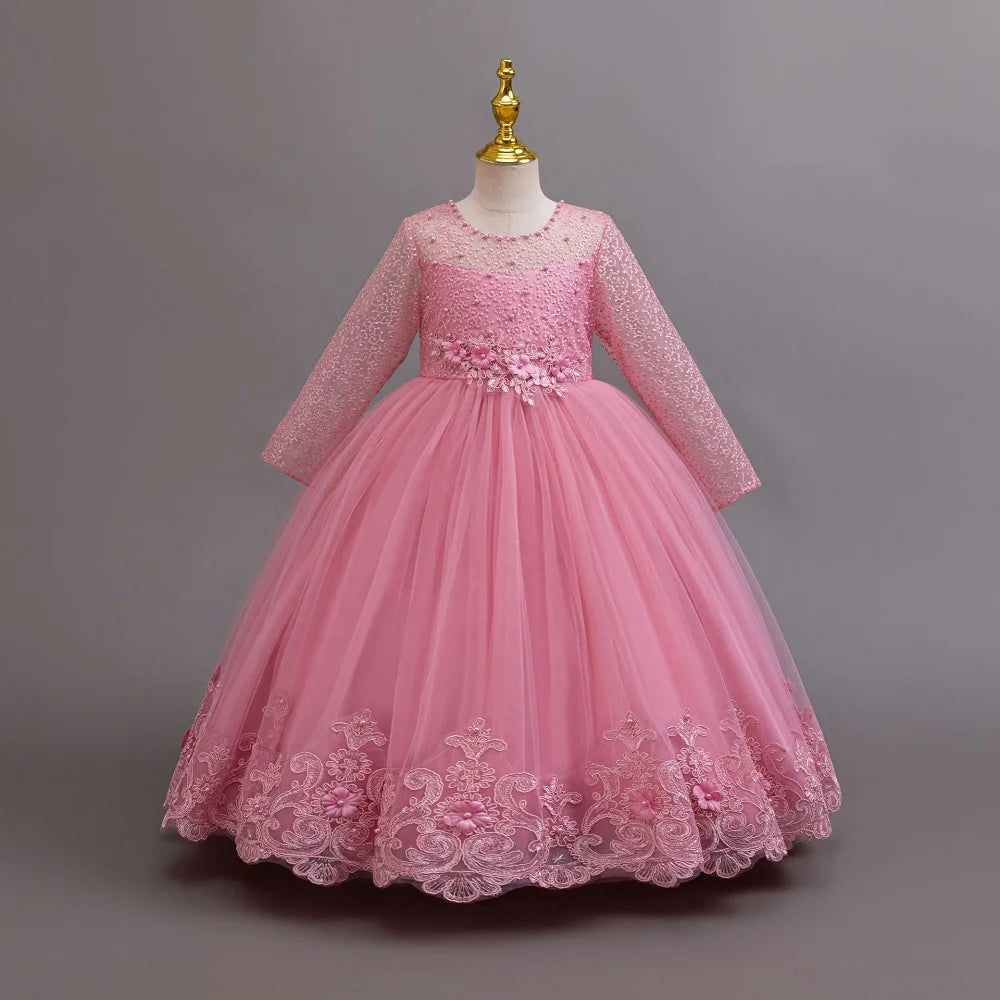 girls dress Long dresses for girls aged 4-12 Birthday dress Gorgeous and elegant beauty pageant dress Wedding flower girl dress