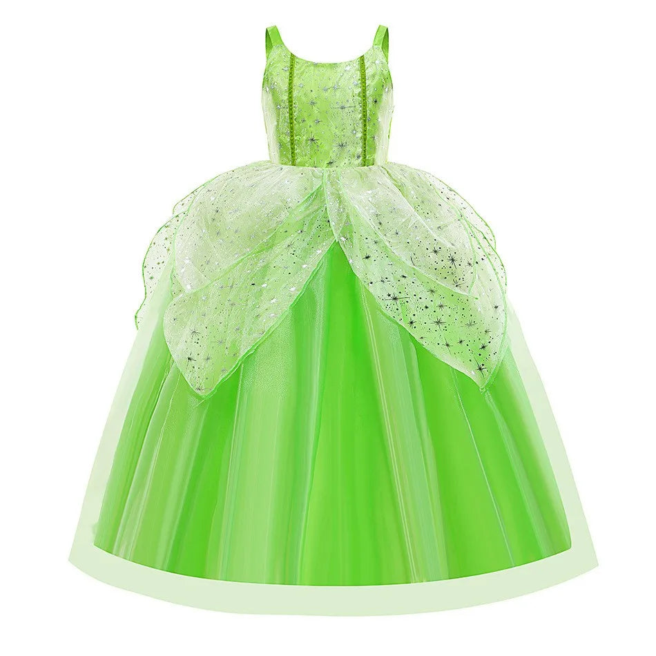 Disfraz Halloween for Girls Dress Tinker Bell Halloween Costume Kids Green Fancy Fairy Princess Cosplay Party Carnival Dress