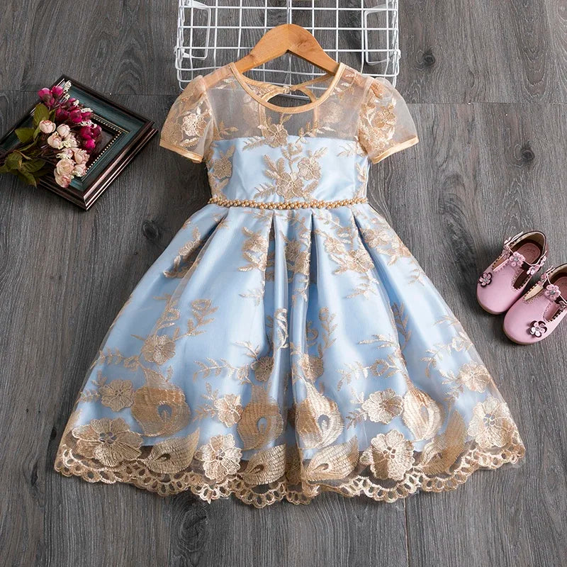 Snow White Princess Flower Dress for Baby Girls Kids Birthday Formal Gala Costumes Baby Girls Christmas Luxury Backless Clothes