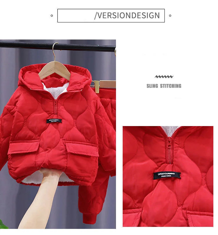 2022 Winter Girls Boys Clothing Sets 2-10 Years Children Warm Thick Jackets Pants Suit Boy Coats Trousers Kids Tracksuit Outfit