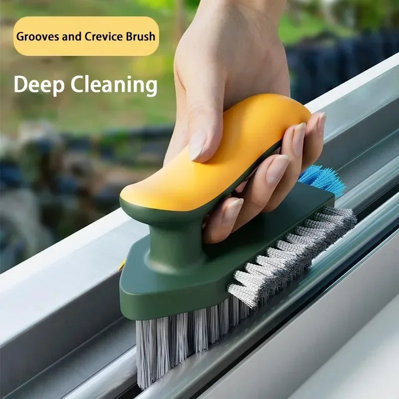 3-In-1 Multi-Function Cleaning Brush Hard Bristle Scrub Brush With Gap Brush T-Handle Grout Cleaner For Bathroom Kitchen Window