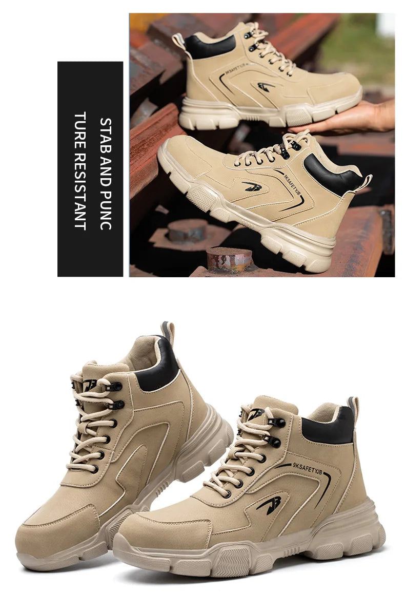 Winter Plush Work Boots For Men Ankle Anti-smash Anti-puncture Safety Shoes Steel Toe Protective Male Footwear Indestructible