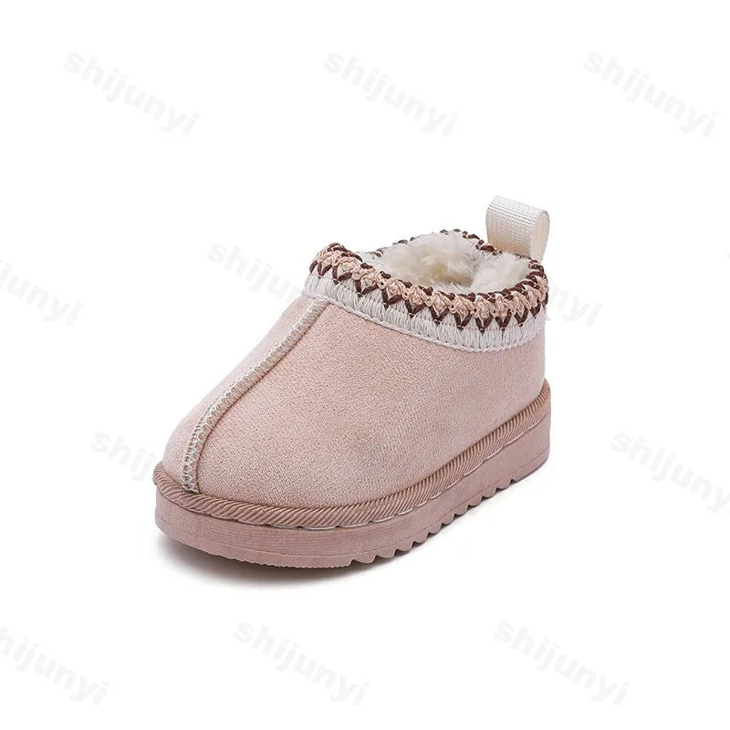 Baby Warm Snow Boots Winter 2026 New Fashion Children's Ankle Boots Girls Low-top Cotton Shoes Boys Plush Suede Short Boots