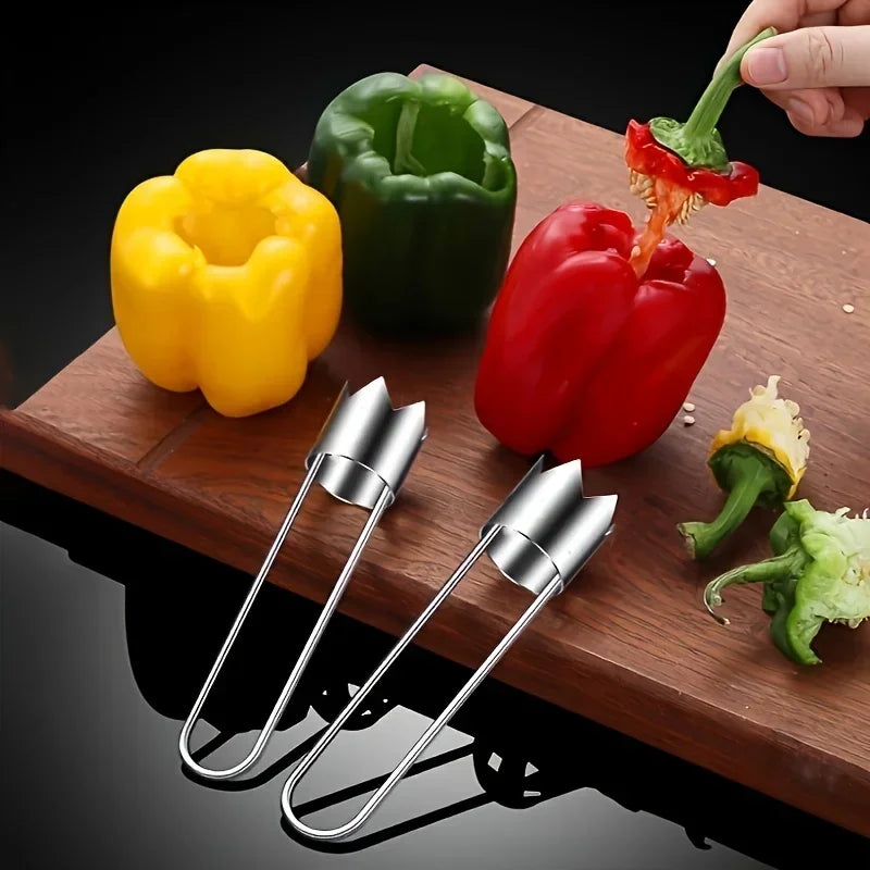 Stainless Steel Corers Portable Core Remover Fruit and Vegetable Core Extractor Kitchen Tools for Pitting Chili Peppers Melons
