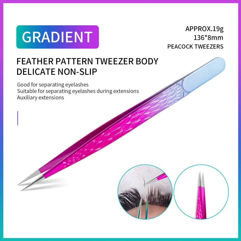 Straight False Eyelash Tweezers Stainless Steel High Precision Anti-static Eyelash Extension Tweezer Makeup Tool