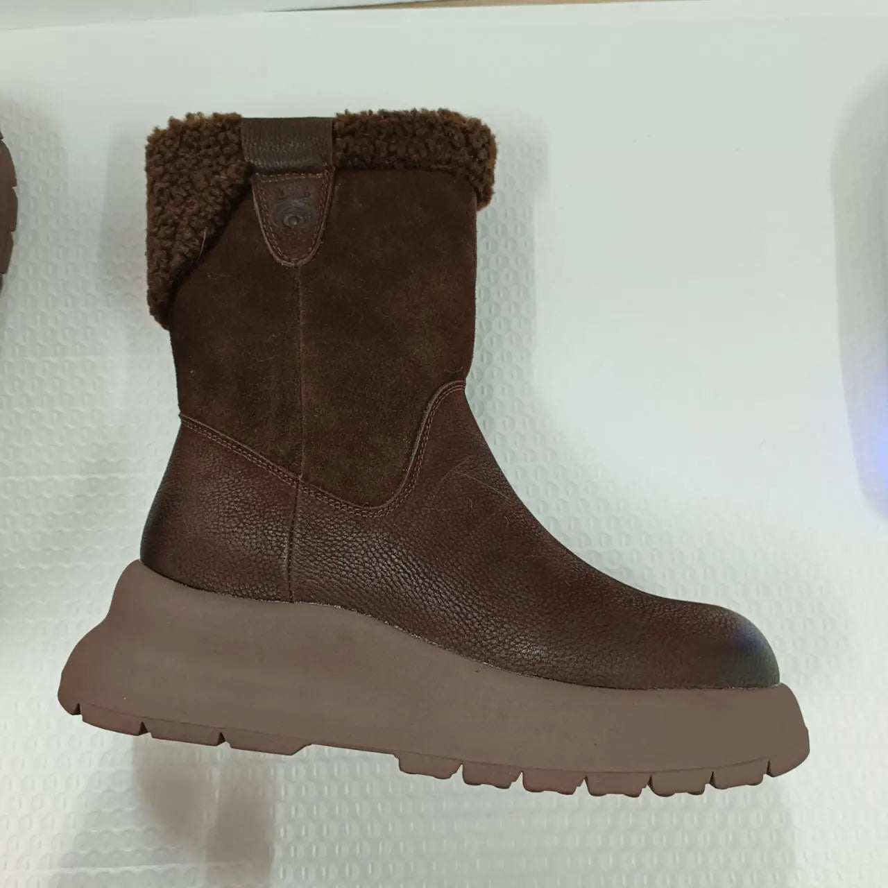 Koznoy 5cm Natural Genuine Leather Chunky Cow Spring Rubber Ankle Boots Soft Soled Winter Plush Flats Booties Autumn Women Shoes
