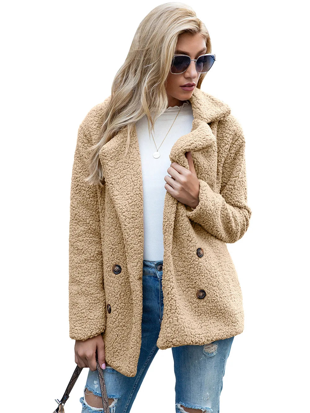 Elegant Faux Fur Cardigan Cashmere Women Coat Autumn Winter Warm Solid Women Jackets Plush Overcoat Casual Teddy Outerwear 22942