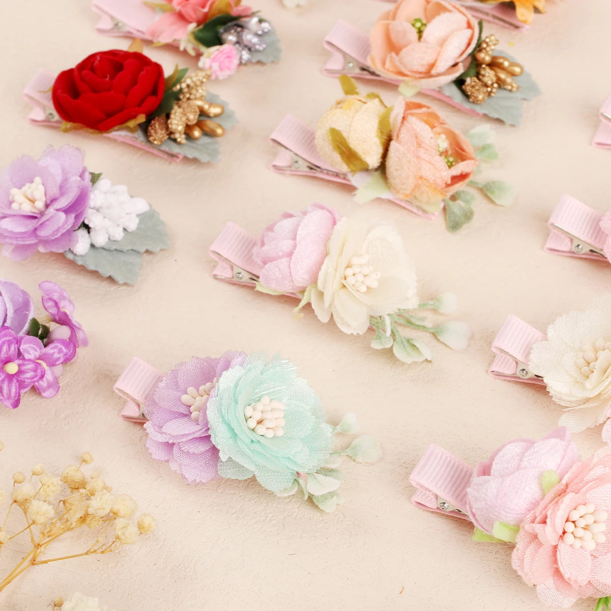 Pinzas para el cabello de flores para mujer, horquillas florales hechas a mano, pasadores de cocodrilo para niñas, accesorios para el cabello fiesta para niños pequeños
