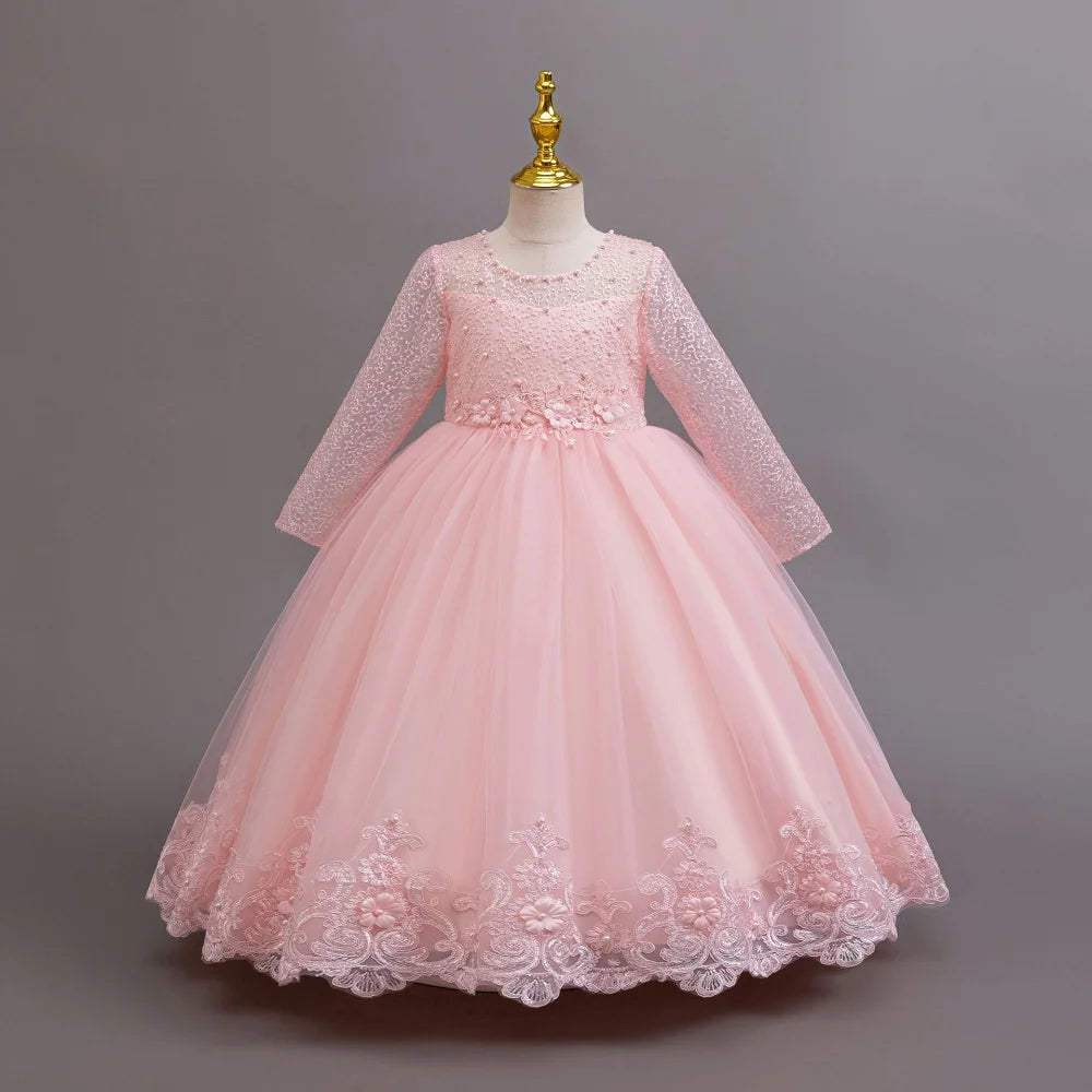 girls dress Long dresses for girls aged 4-12 Birthday dress Gorgeous and elegant beauty pageant dress Wedding flower girl dress