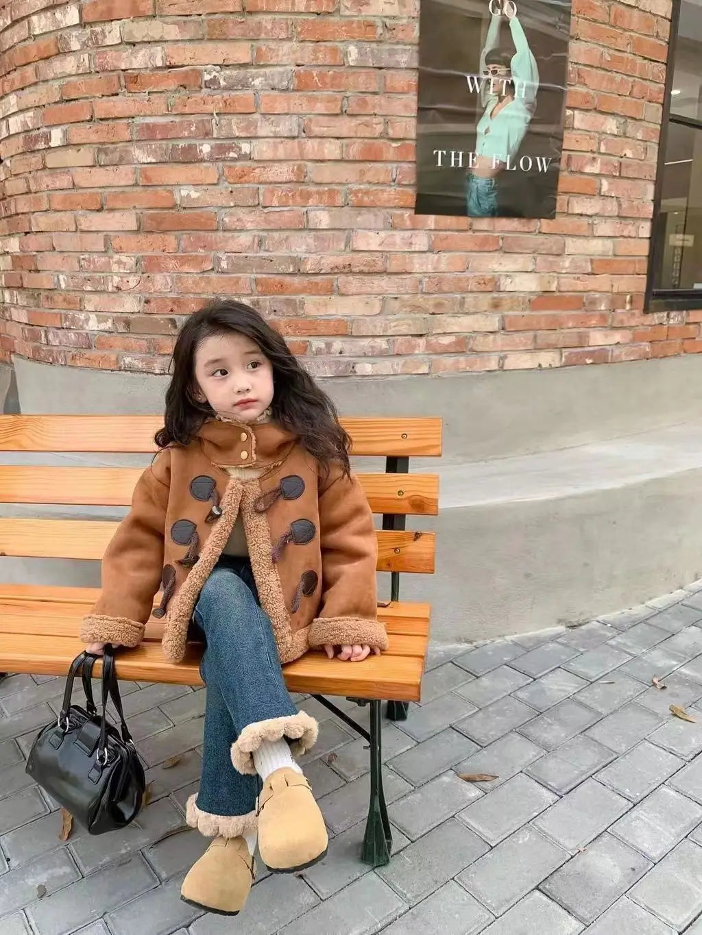 Girl's Pants Fleece Jeans New Autumn Winter Clothes for Baby Girls Casual Stylish Fleece Outer Wear Flared Trousers Loungewear