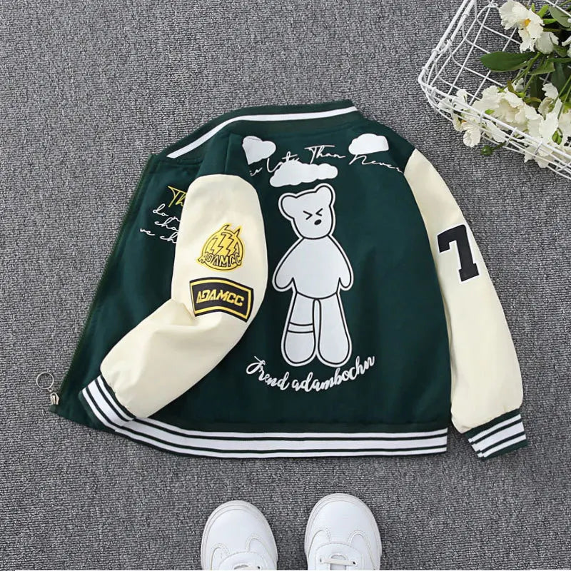 Spring Autumn Children Jacket for 4-10yrs Boys Girls Occidental Style Letter Striped Baseball Uniform Fashion Girl Boy Kid Coat