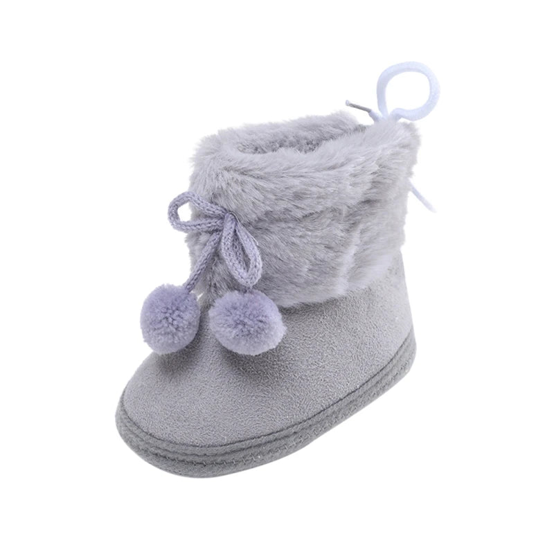 Winter Snow Baby Boots Warm Newborn Toddler First Walkers Baby Girls Boys Shoes Soft Sole Fluff Balls Thermal Snow Booties