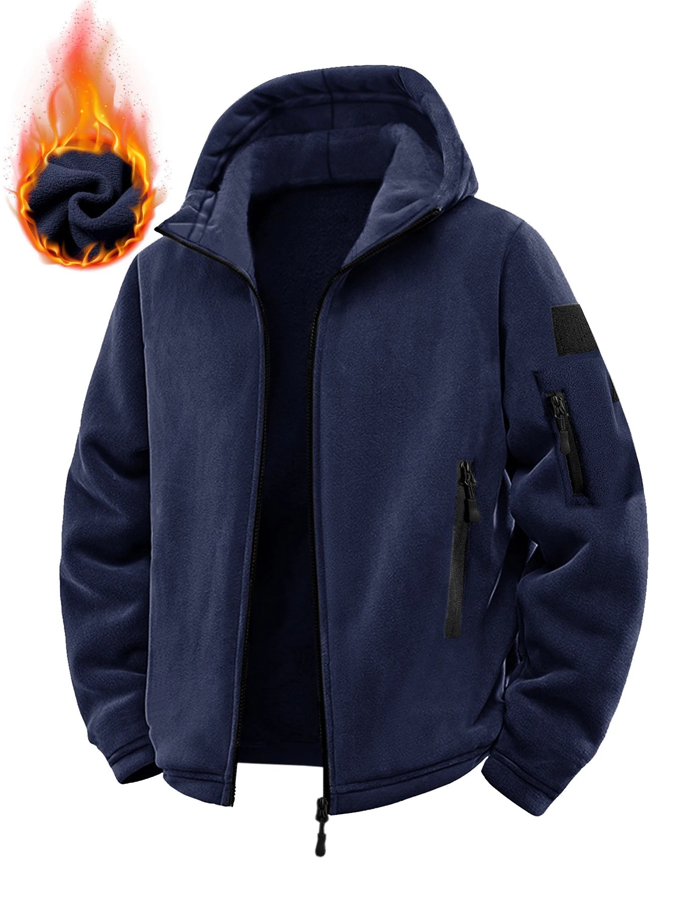 Men's Tactical Jacket Autumn Winter Thickened Warm Hooded Jackets Coats Outdoors Sports Full Zip Up Hoodies Hiking Outwear