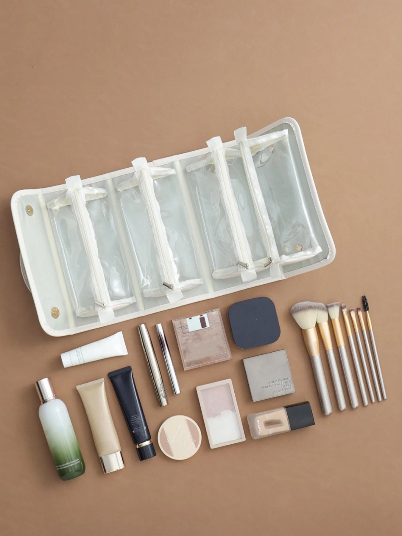 Detachable and Foldable Makeup Bag with Large Capacity for Skincare/Cosmetics, Easy to Organize and Classify, No Need to Search, Convenient to Access, Dual Handles for Travel, Portable Four-In-One Makeup Bag