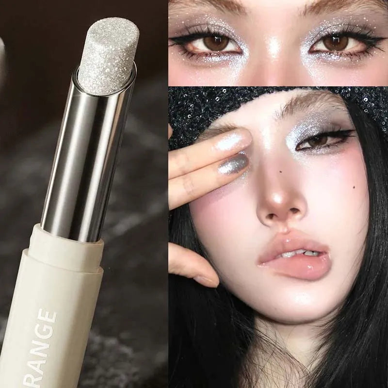 Punk Purple Metallic Eyeshadow Stick Waterproof Lasting Pearlescent Glitter Eye Shadow Highlight Eyeshadow Fine Shiny Eye Makeup