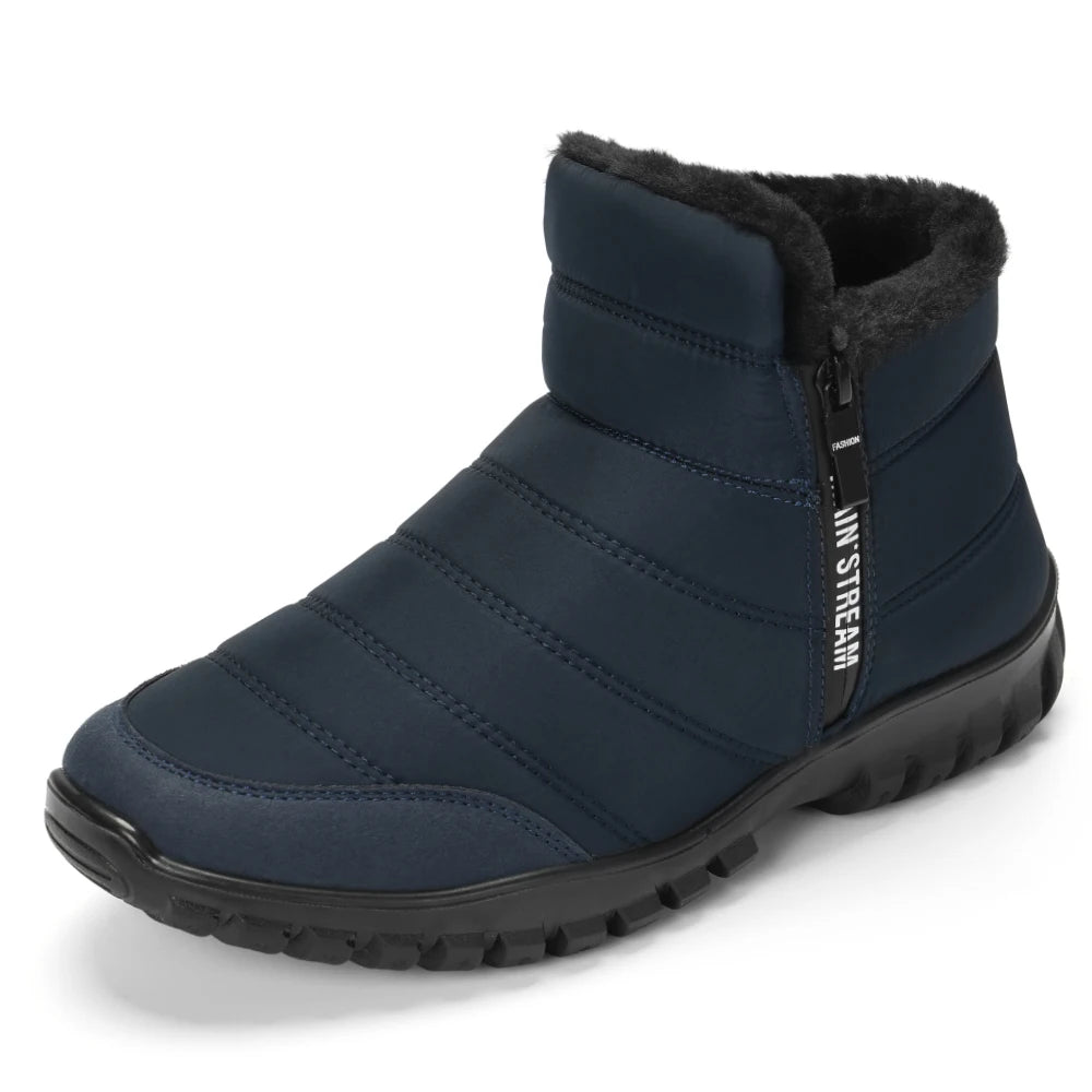 Women Men Winter Snow Boots Waterproof Warm Fuzzy Lined High Top Side Zipper Outdoor Ankle Booties for Cold Days