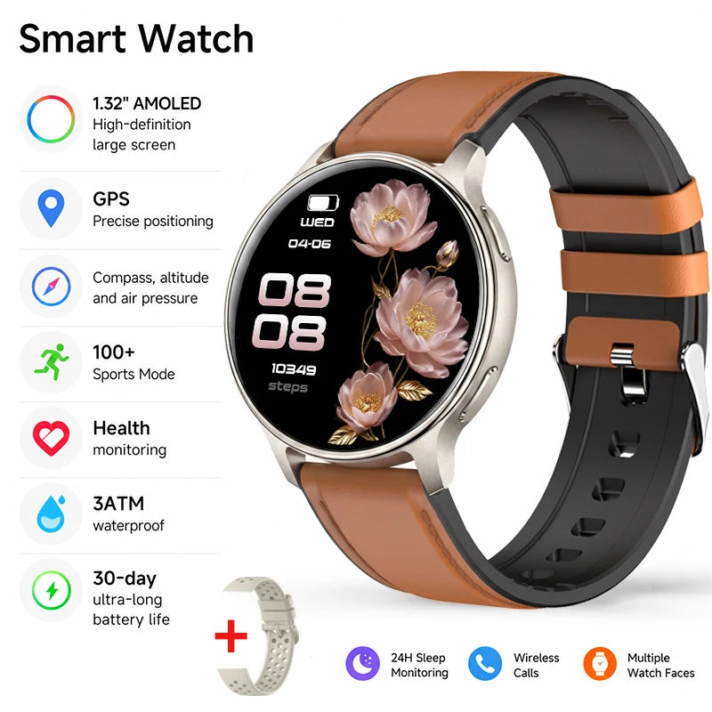 Smart Watch 100+ Sports Modes Health Monitoring Heart Rate Monitoring GPS Outdoor Compass Women’s Health Bluetooth Smart Watch