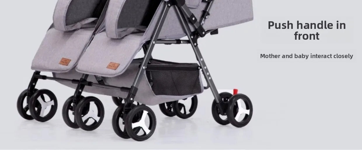 Twin Stroller, Double Seat/double Recline Stroller, Foldable, Suitable for Two People and Can Be Taken Into Elevators.
