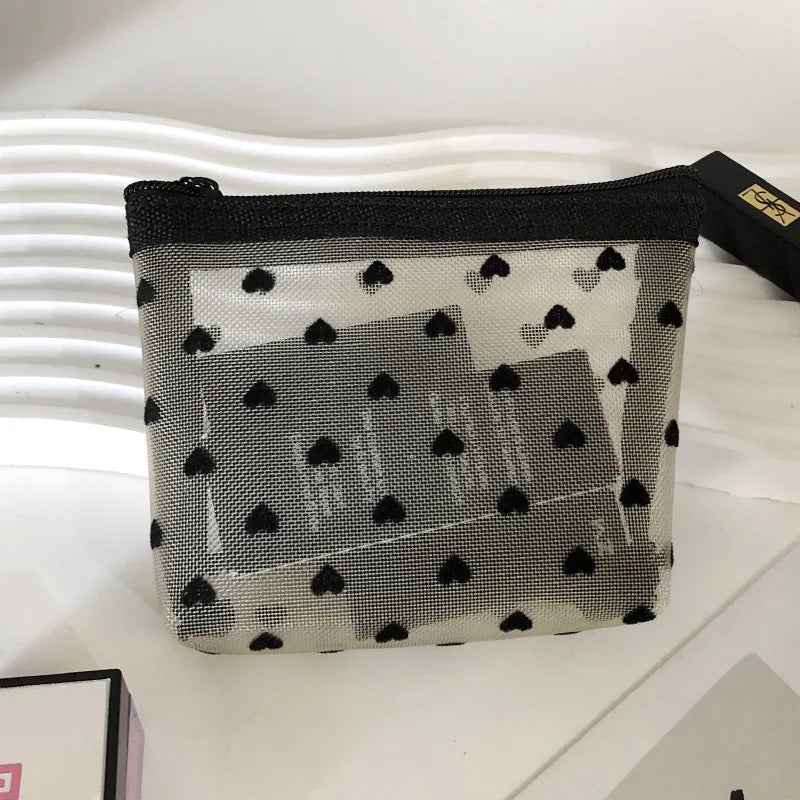 Makeup Bag Outdoor Personalized Transparent Nylon Mesh Cosmetic Bags Pouch Travel Organizer Zipper Beach Makeup Women's Purse