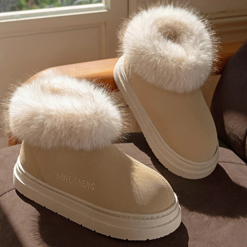 Winter Warm Shoes For Women Men Indoor Street Warm Snow Boots Soft Faux Fur Slip-on Style Girls Boys Short Boot Leisure Botas