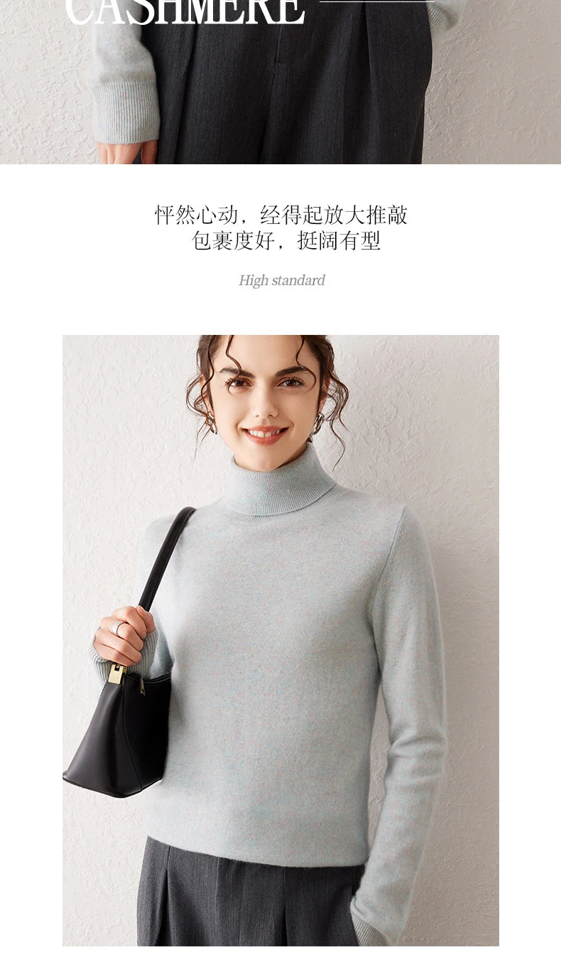 Ladies Sweater Cashmere Sweater Women Wool Turtleneck Knitwears 100% Cashmere Tops Long Sleeve Pullovers Jumpers Female Clothing