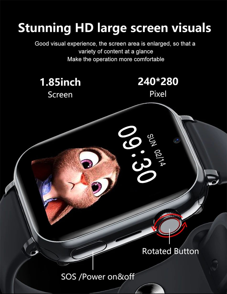 2024 4G Smart Watch Kids GPS Location WIFI Video Call SOS Waterproof Children Smartwatch Camera Monitoring Tracker Watch Girls