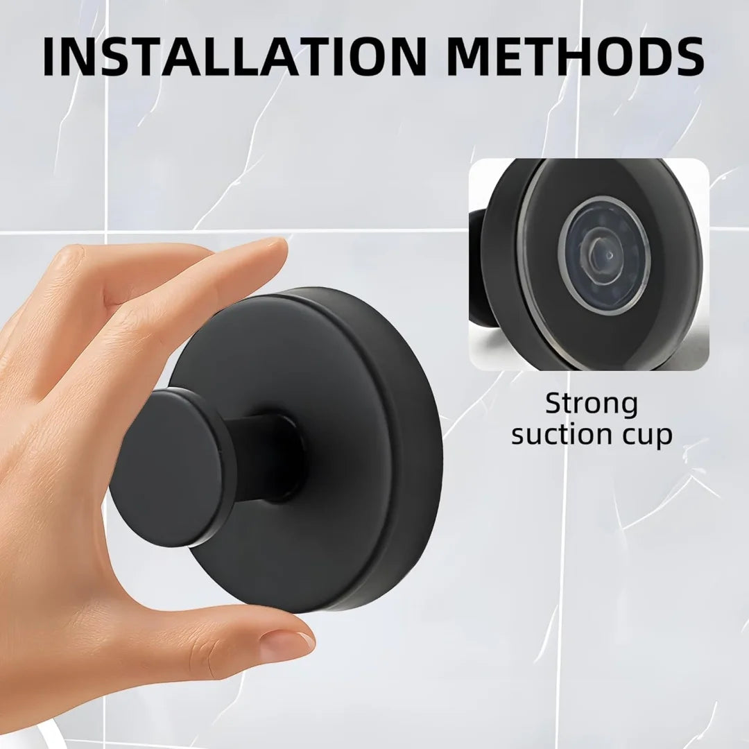 Towel Hook Shower Suction Hooks Towel Hanger for Bathroom Hanging Coat, Robe, Removable Wall Mounted Hook for Bedroom Kitchen Hotel Pool Matte Black(2-Pack)