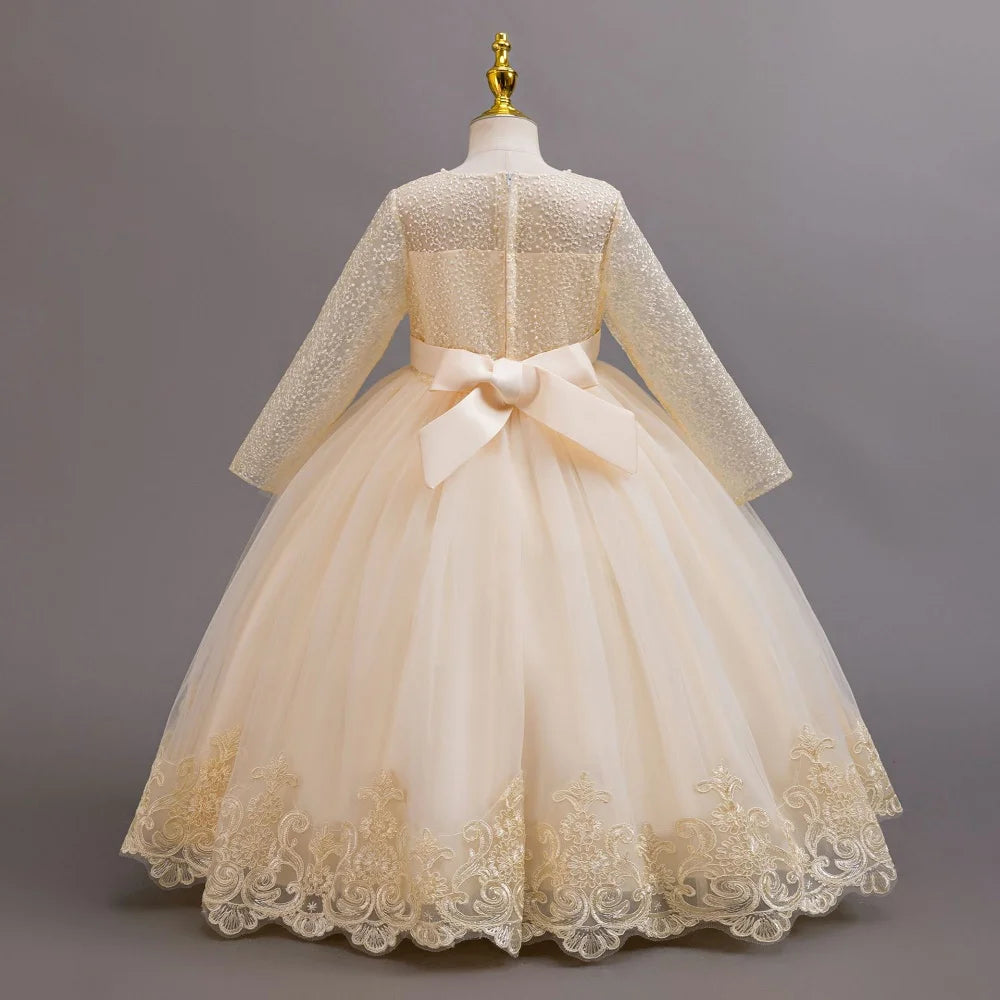 girls dress Long dresses for girls aged 4-12 Birthday dress Gorgeous and elegant beauty pageant dress Wedding flower girl dress