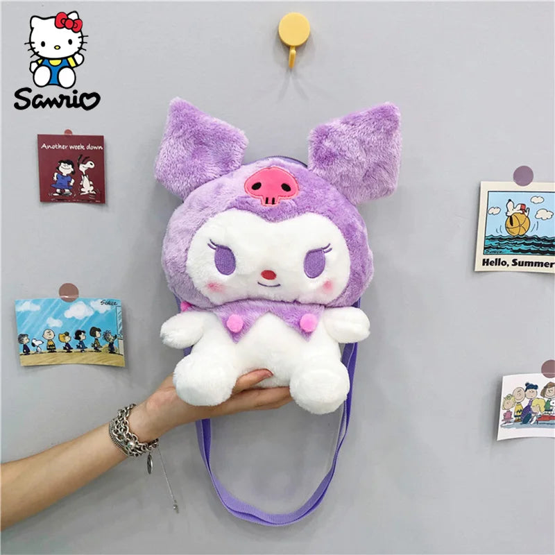 Sanrio Plush Bag Cartoon Anime Kuromi Backpack Plushies Kawaii Stuffed Plush Shoulder Bag Messenger Bag For Girls Children Gifts