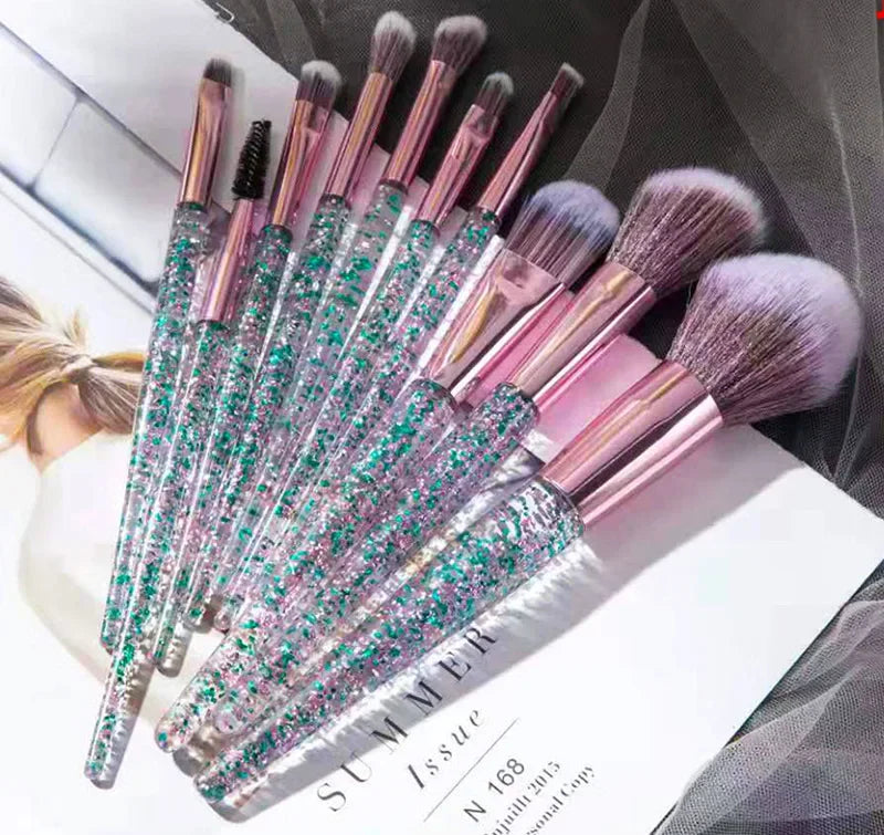 10PCS Makeup Brushes Set Eyeshadow Brush Angled Eyeliner Brush Fan Lash Brush Loose Powder Brush Makeup Tools