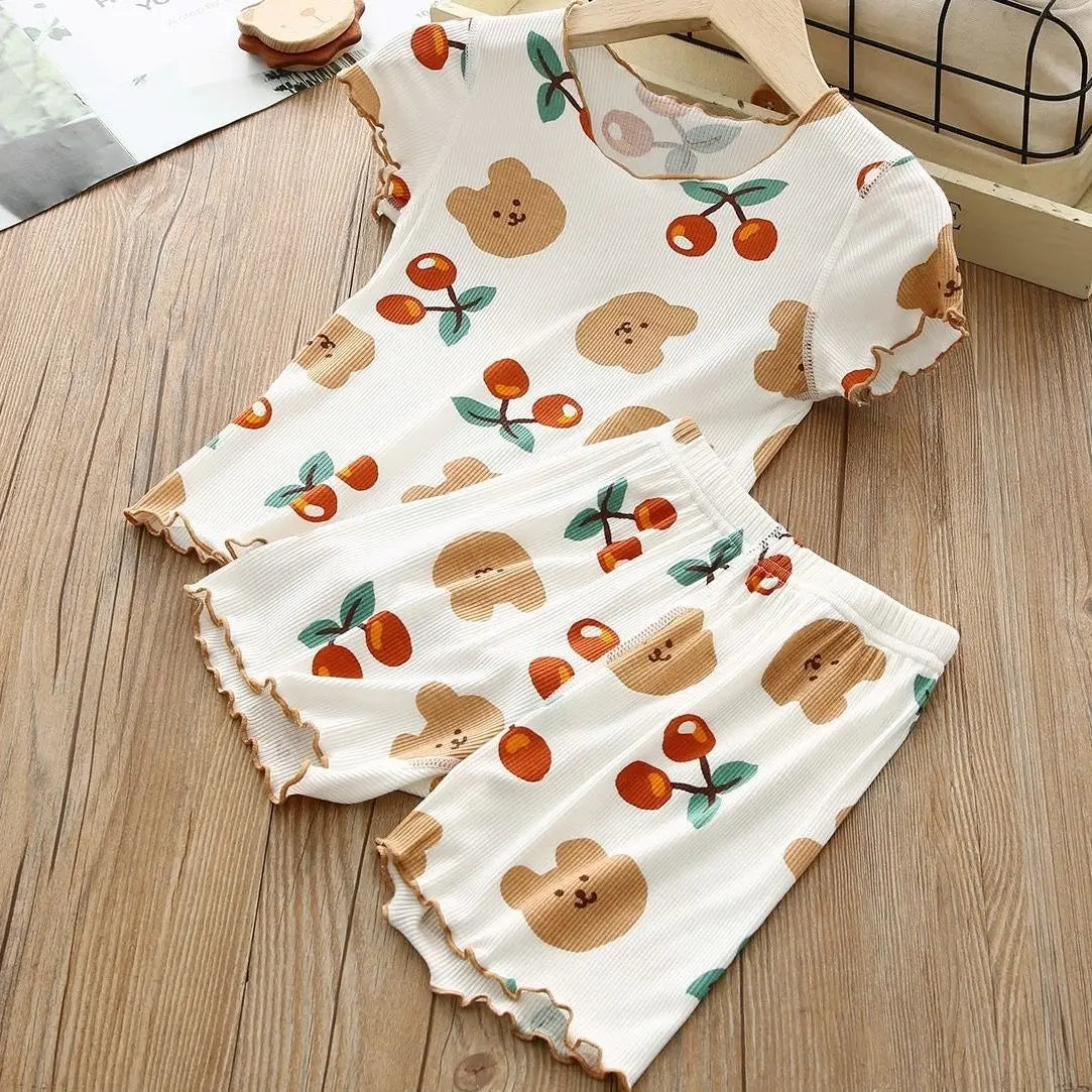 2026 Baby Pajamas Sets Child Pajamas Toddler Short Sleeve Baby Nightwear Pyjamas Kids Cartoon Homewear Clothes