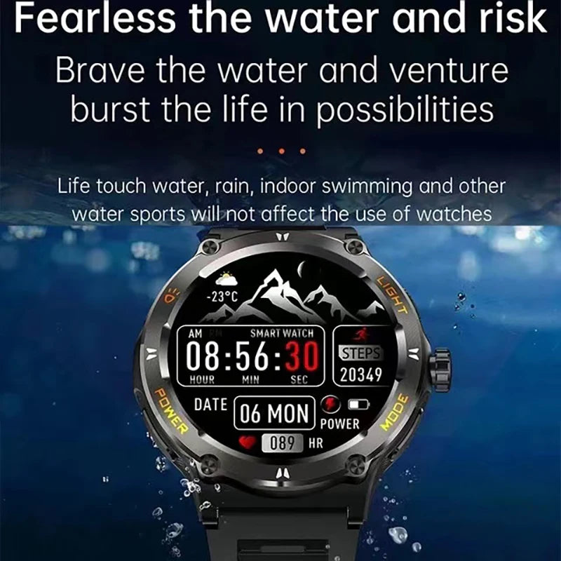 New Flashlight watch For  GPS NFC Smart Watch Men  AMOLED Screen Heart rate Bluetooth Call IP68 Waterproof Man Watch 500mAh