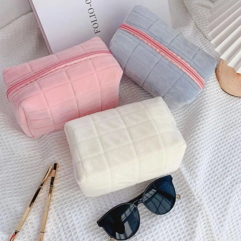 Makeup Bag Pillow Storage High-End Sense Portable Travel Cosmetic Bags Solid Color Zipper Toiletry Bag Washing Pouch Storage Bag