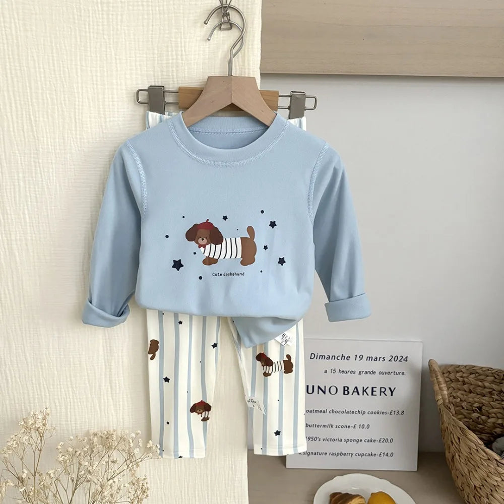 Spring Autumn Kid 2PCS Pajamas Clothes Set Cartoon Baby Boy Top+Pants Suit Casual Children Outfits